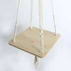 Hanging Plant Holder Cotton Macrame Wood | High & Bury