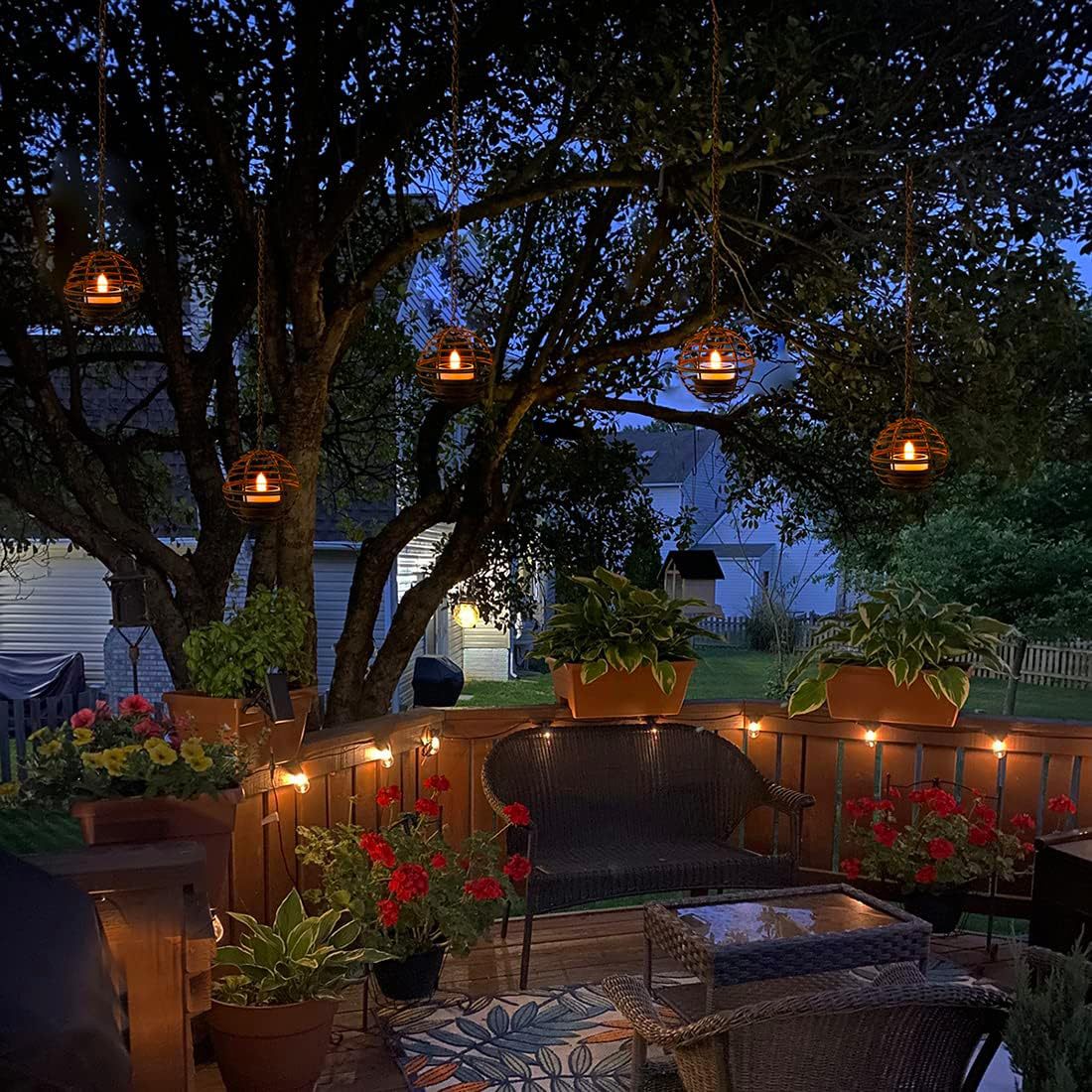 Hanging Spherical Wire Tealight Holder Set | High & Bury
