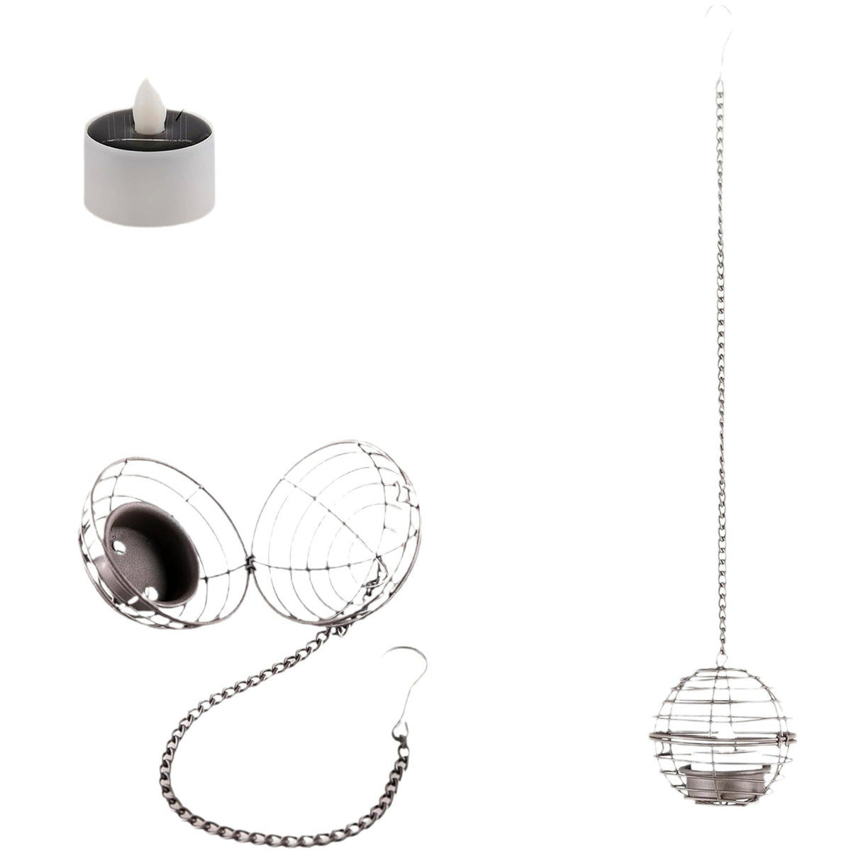 Hanging Spherical Wire Tealight Holder Set | High & Bury