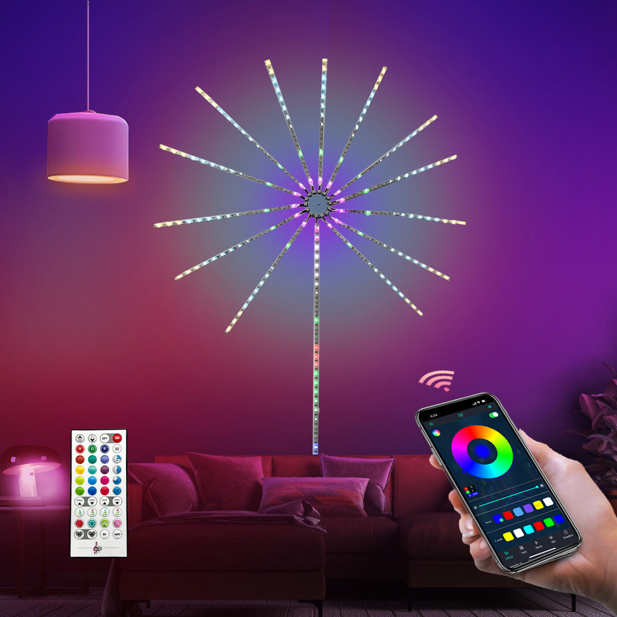 Hanging Star Explosion LED Fairy Light Sphere with Remote Control | High & Bury