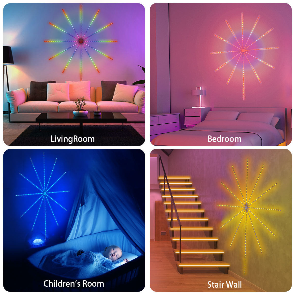 Hanging Star Explosion LED Fairy Light Sphere with Remote Control | High & Bury