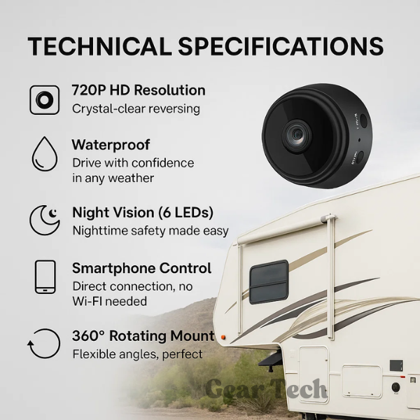 HD Wireless Backup Camera with Night Vision for RVs, Trucks and Trailers, view 2