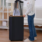 High-Quality Laundry Container with Bamboo Lid and Practical Carrying Handle | High & Bury