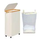 High-Quality Laundry Container with Bamboo Lid and Practical Carrying Handle | High & Bury