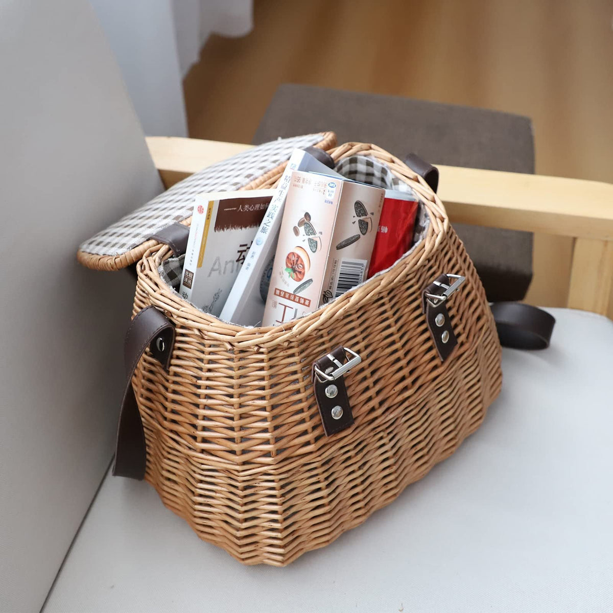 High-Quality Shopping Basket with Leather Handles | High & Bury