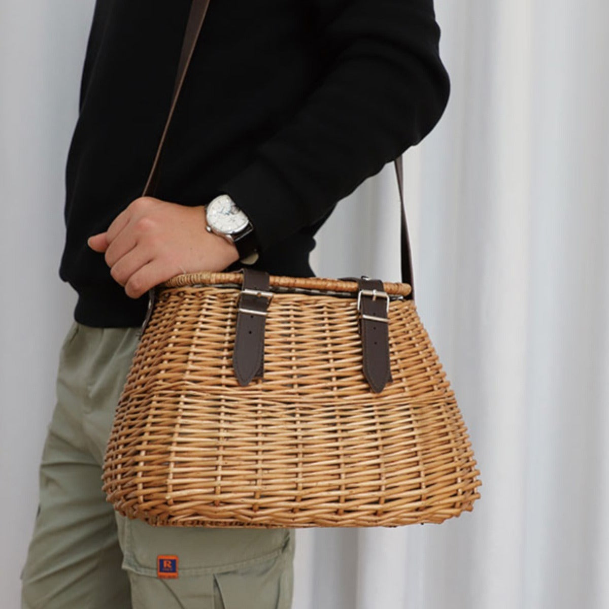 High-Quality Shopping Basket with Leather Handles | High & Bury
