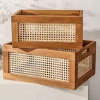 High-Quality Storage Basket with Rattan Details | High & Bury