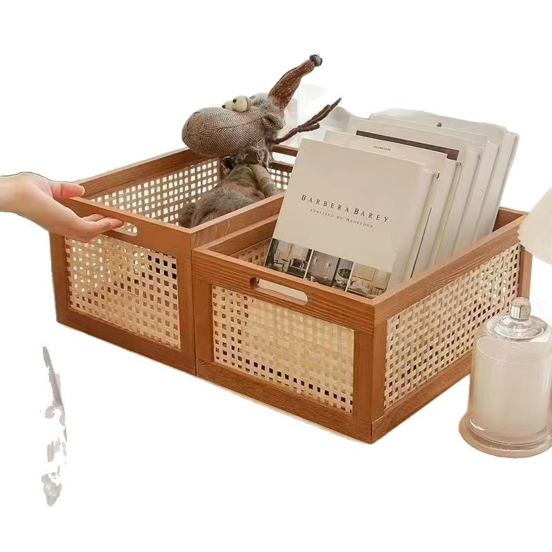 High-Quality Storage Basket with Rattan Details | High & Bury