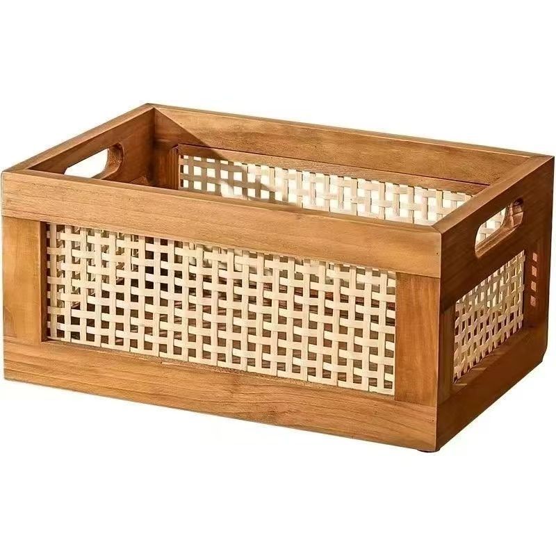 High-Quality Storage Basket with Rattan Details | High & Bury