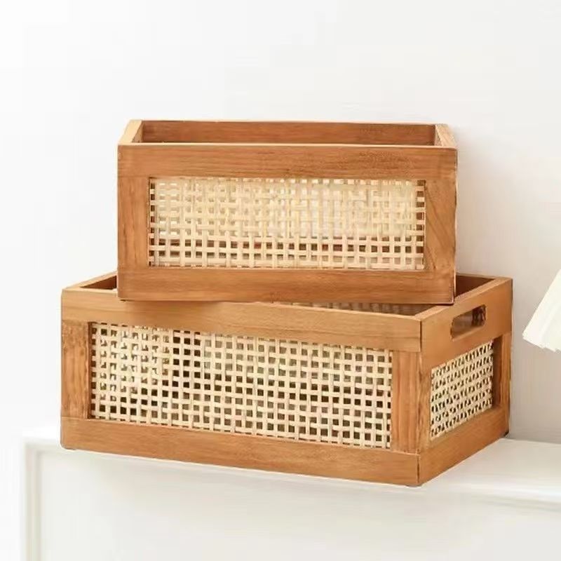 High-Quality Storage Basket with Rattan Details | High & Bury