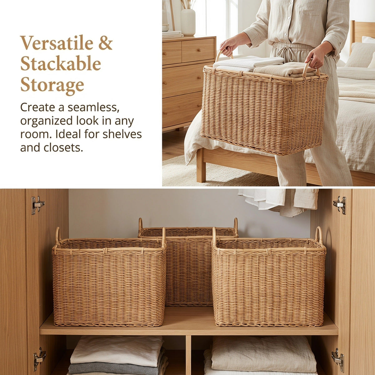 High-Quality Storage Basket with Sturdy Handles | High & Bury