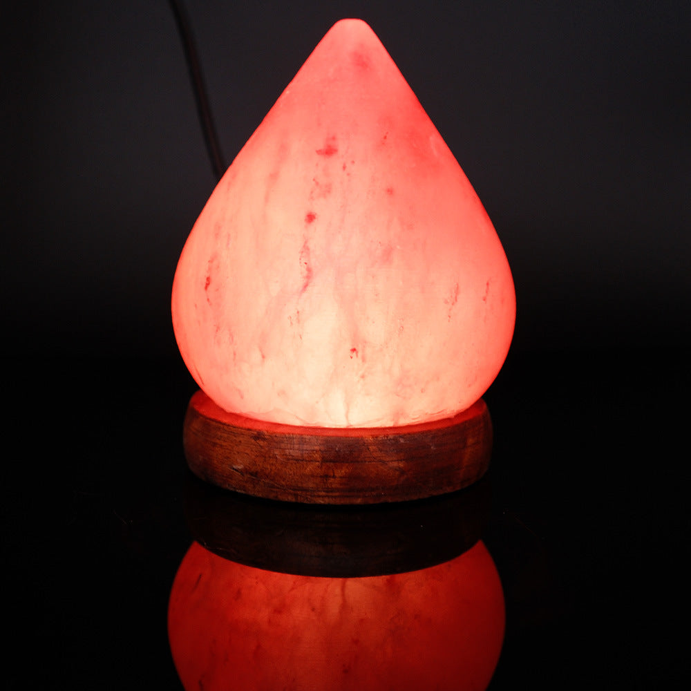 Himalayan Salt Crystal Sphere Lamp with Color Changing LED and Natural Wood Base | High & Bury