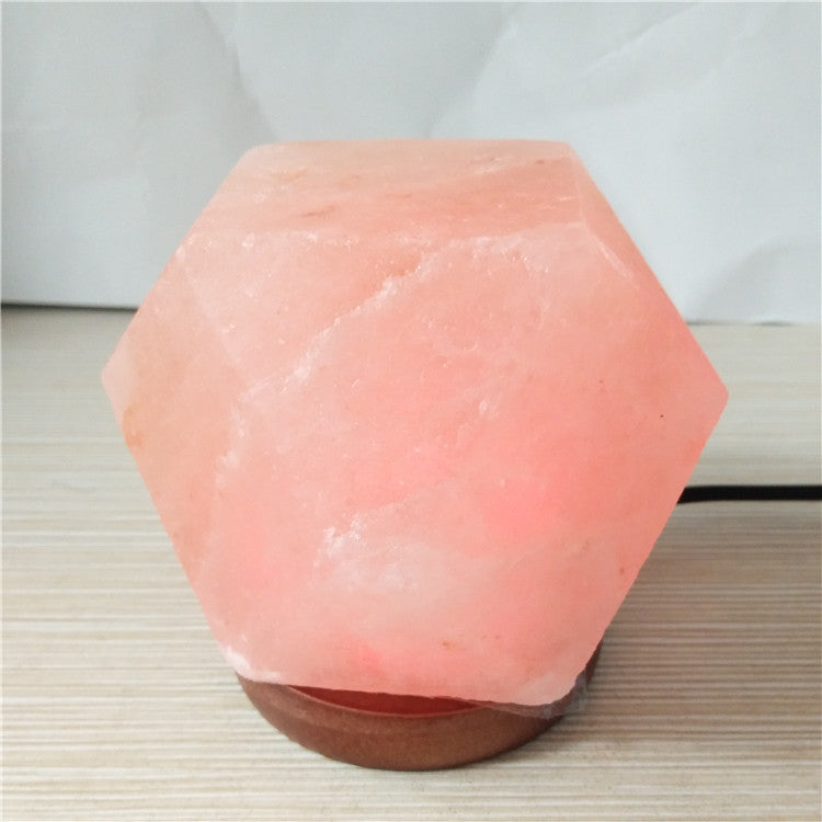 Himalayan Salt Crystal Sphere Lamp with Color Changing LED and Natural Wood Base | High & Bury
