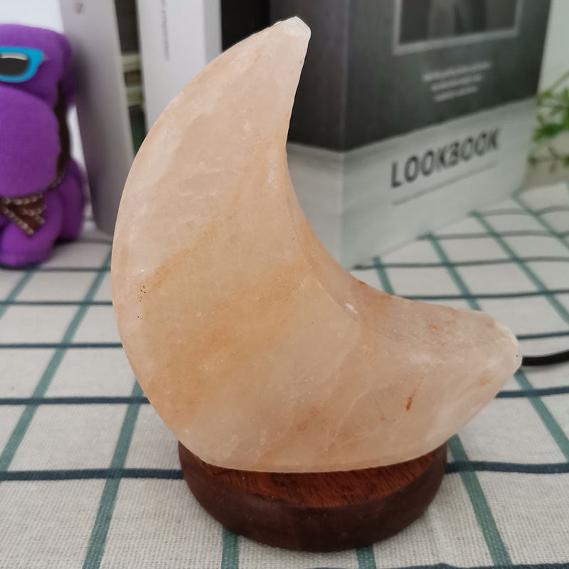Himalayan Salt Crystal Sphere Lamp with Color Changing LED and Natural Wood Base | High & Bury