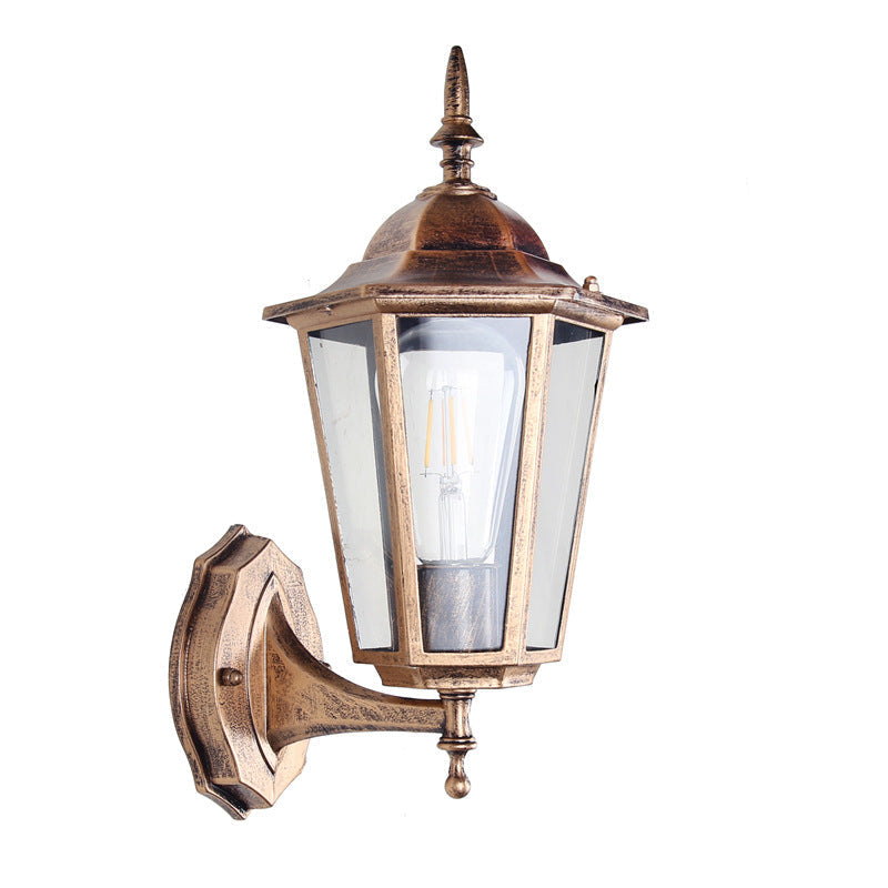 Industrial Hexagonal Aluminium and Frosted Glass Outdoor Wall Light, view 12