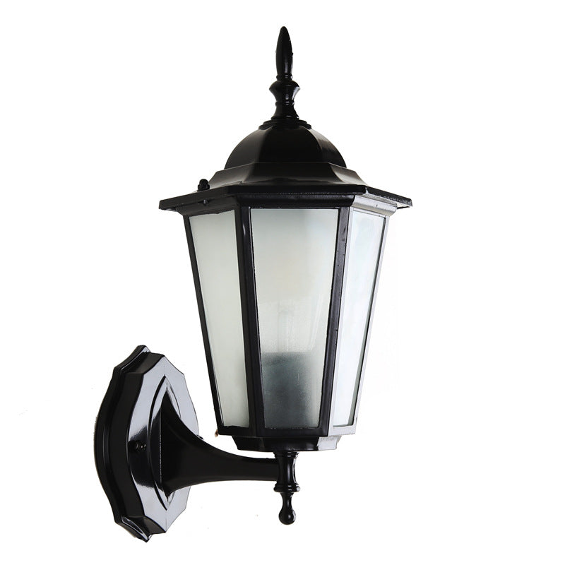 Industrial Hexagonal Aluminium and Frosted Glass Outdoor Wall Light, view 15