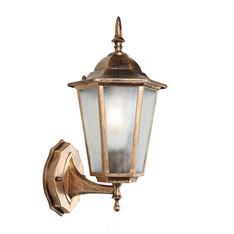 Industrial Hexagonal Aluminium and Frosted Glass Outdoor Wall Light, view 17