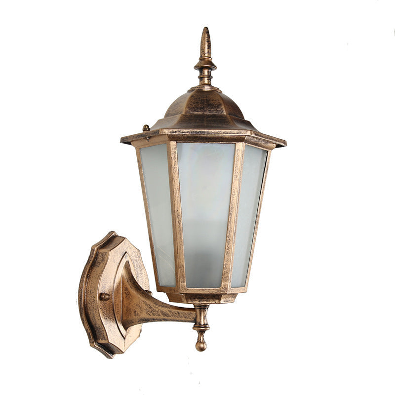 Industrial Hexagonal Aluminium and Frosted Glass Outdoor Wall Light, view 18