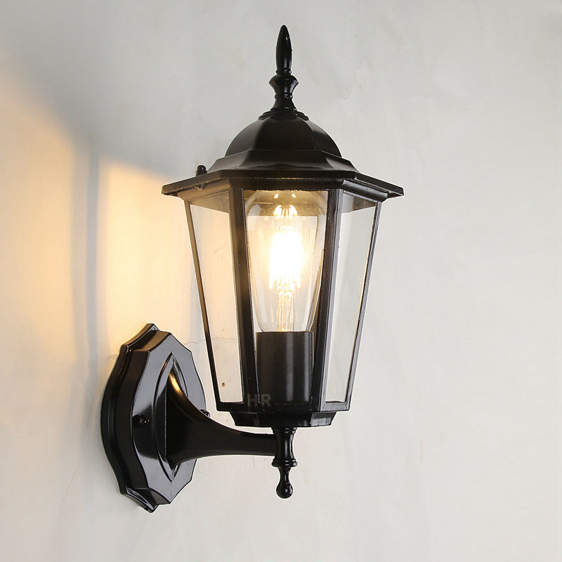 Industrial Hexagonal Aluminium and Frosted Glass Outdoor Wall Light, view 2