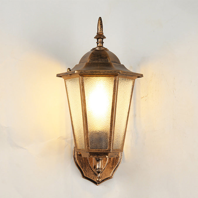 Industrial Hexagonal Aluminium and Frosted Glass Outdoor Wall Light, view 8