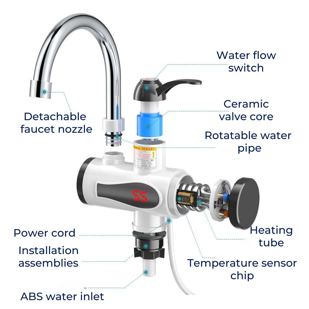 Instant Hot Water Tap, Tankless Design for Kitchens and Bathrooms, view 3