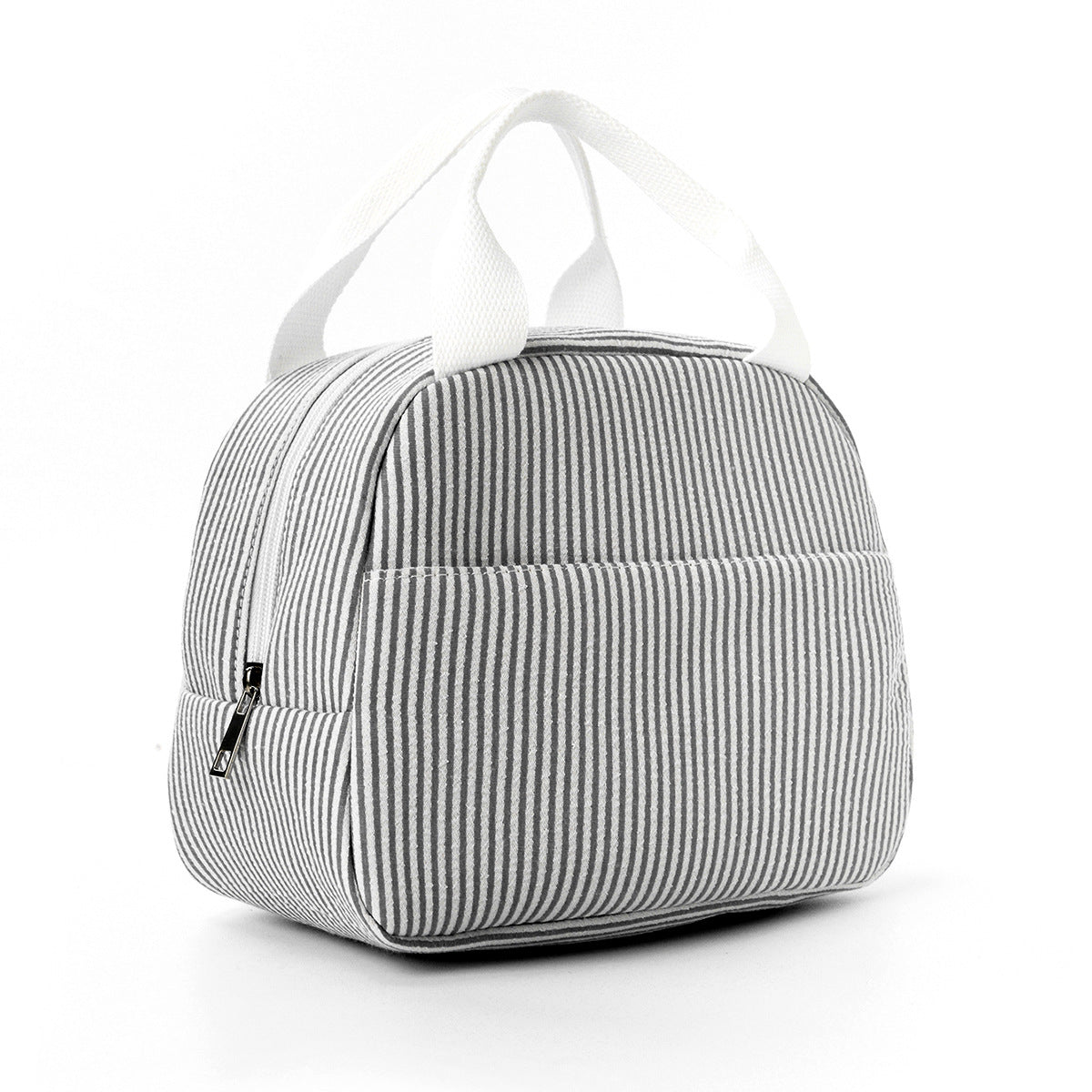 Insulated Lunchbox Bag with Striped Design and Carry Handles, view 3