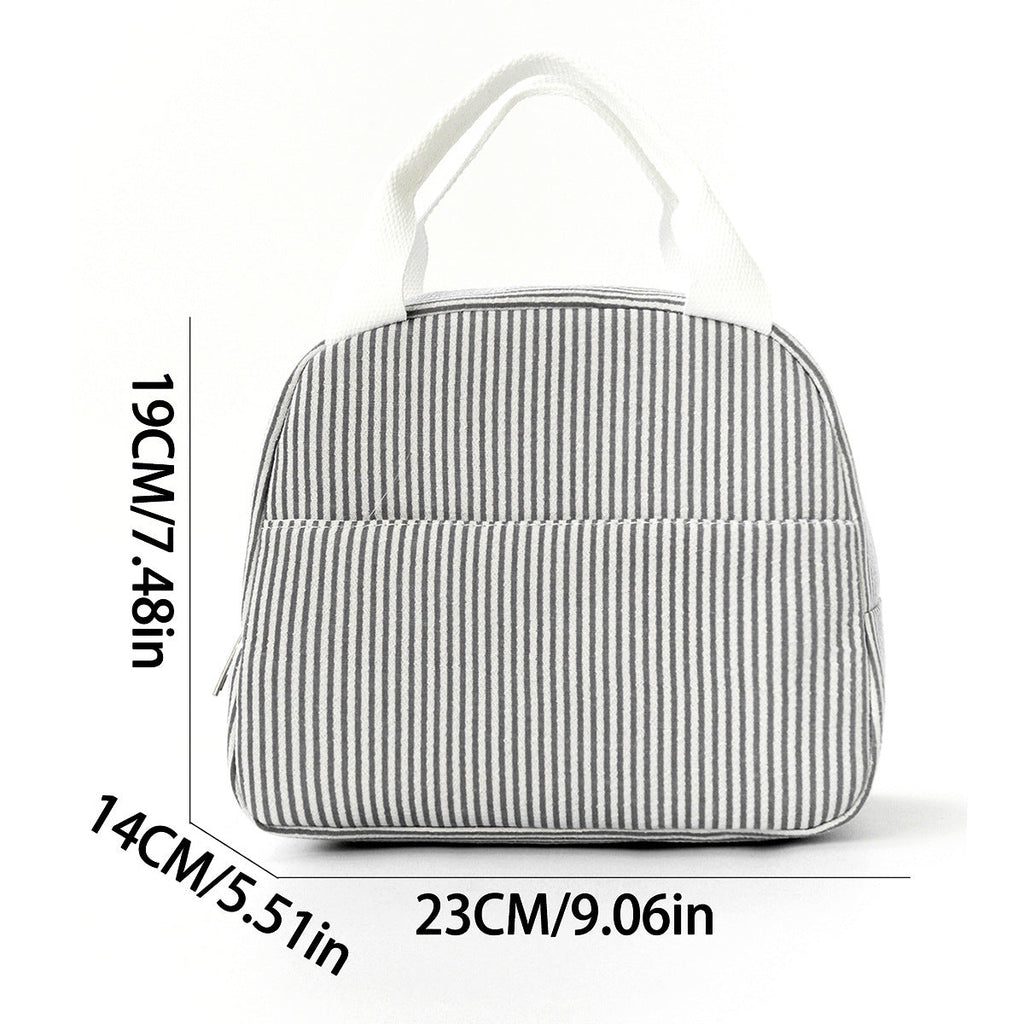 Insulated Lunchbox Bag with Striped Design and Carry Handles, view 4