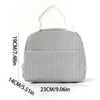 Insulated Lunchbox Bag with Striped Design and Carry Handles, view 4