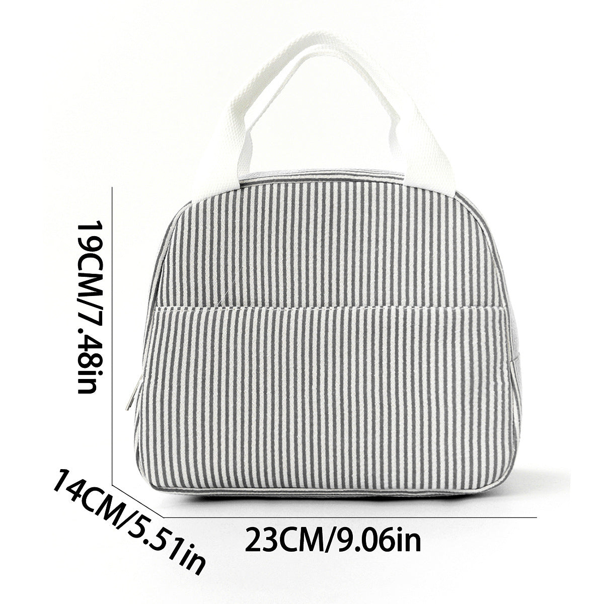 Insulated Lunchbox Bag with Striped Design and Carry Handles, view 4