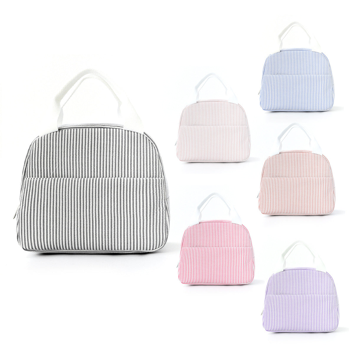 Insulated Lunchbox Bag with Striped Design and Carry Handles