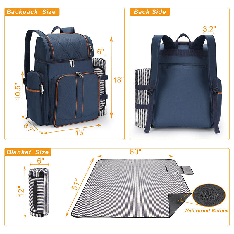 Insulated Picnic Backpack with Dining Set for Four, view 2