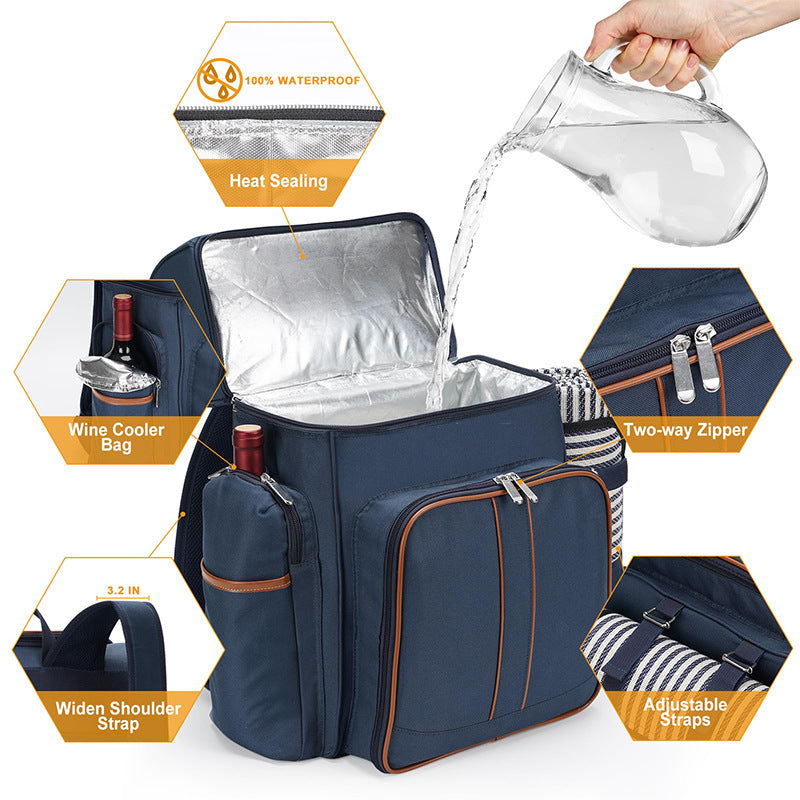 Insulated Picnic Backpack with Dining Set for Four, view 3