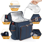 Insulated Picnic Backpack with Dining Set for Four, view 3