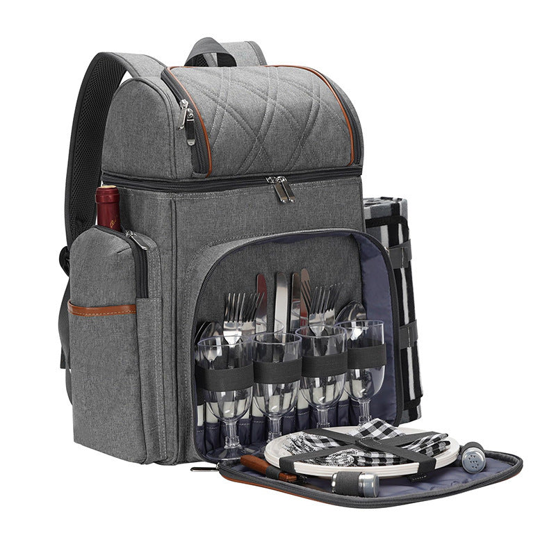 Insulated Picnic Backpack with Dining Set for Four, view 6