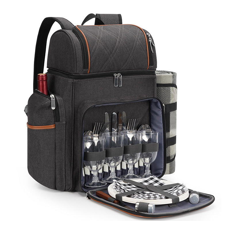 Insulated Picnic Backpack with Dining Set for Four, view 7