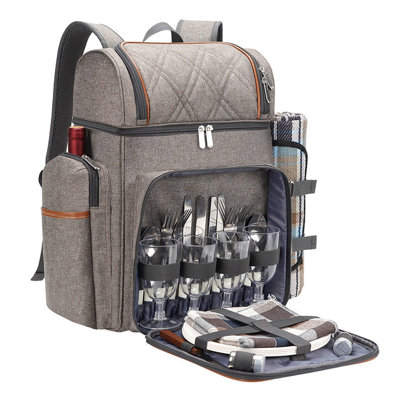 Insulated Picnic Backpack with Dining Set for Four, view 8