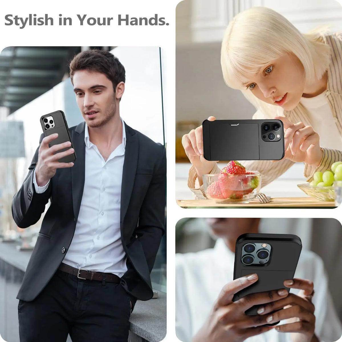 iPhone Case with Card Holder, Slim Design, TPU and Polycarbonate, view 3