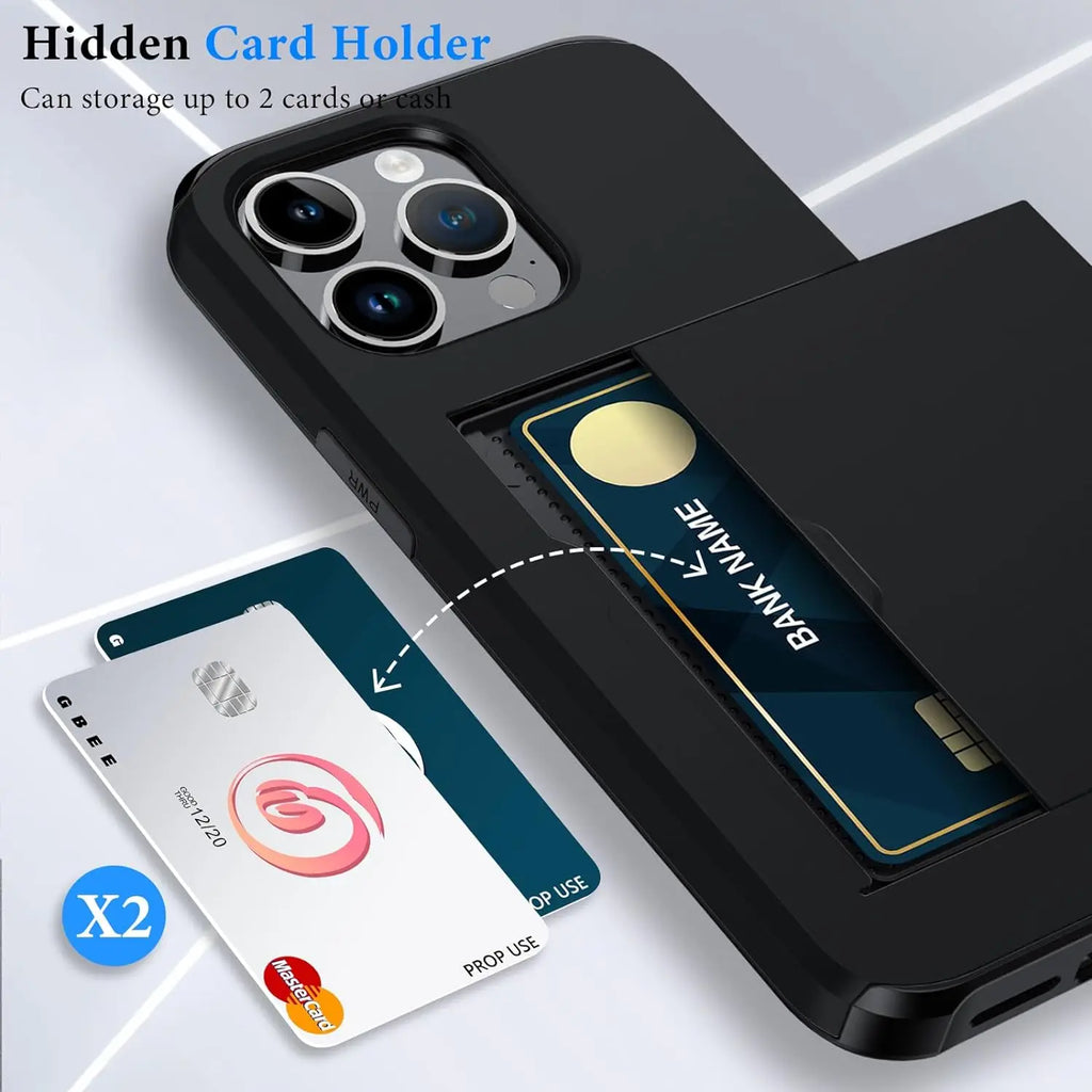 iPhone Case with Card Holder, Slim Design, TPU and Polycarbonate