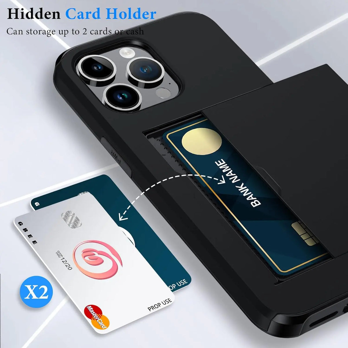 iPhone Case with Card Holder, Slim Design, TPU and Polycarbonate
