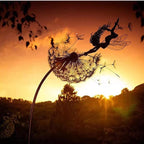 Iron Fairy with Dandelion Garden Sculpture, Modern Minimalist Design, 75 cm, view 12