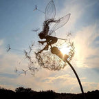 Iron Fairy with Dandelion Garden Sculpture, Modern Minimalist Design, 75 cm, view 3