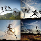 Iron Fairy with Dandelion Garden Sculpture, Modern Minimalist Design, 75 cm, view 6