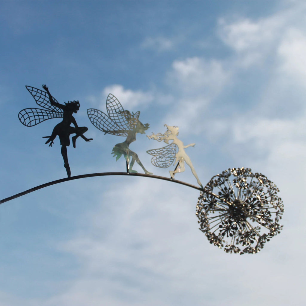 Iron Fairy with Dandelion Garden Sculpture, Modern Minimalist Design, 75 cm, view 9