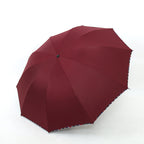 Ladies Floral Folding Rain Umbrella with Reinforced Frame, view 12