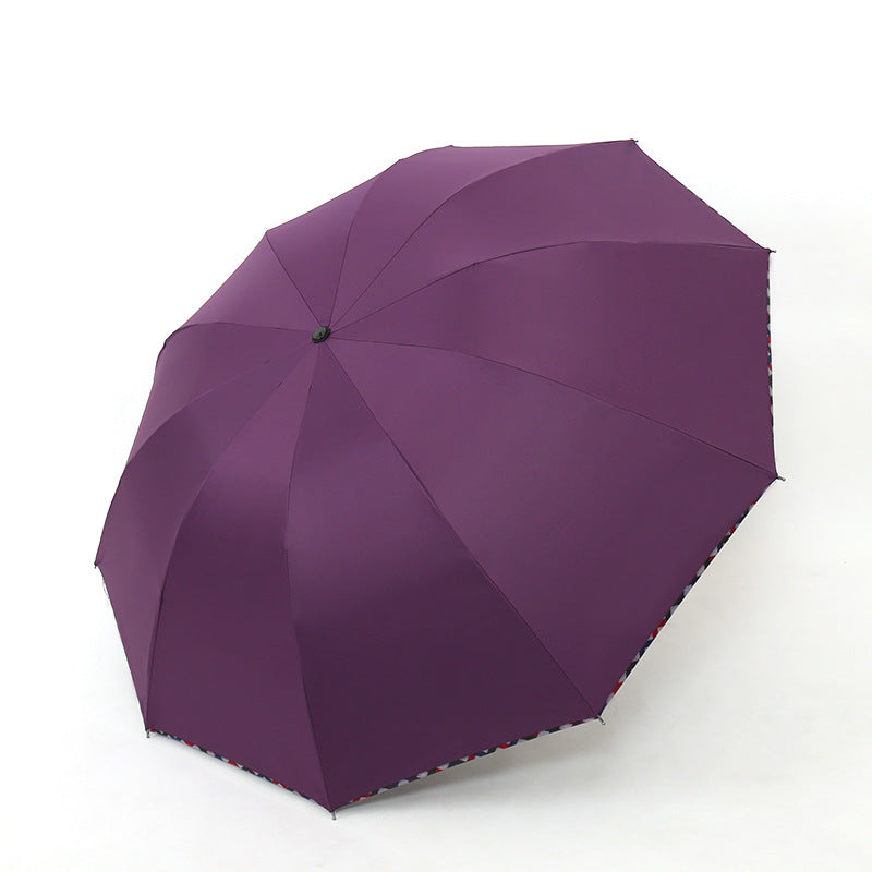 Ladies Floral Folding Rain Umbrella with Reinforced Frame, view 14