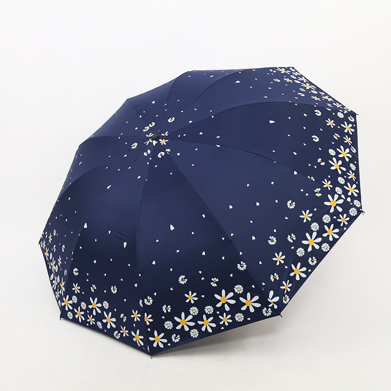 Ladies Floral Folding Rain Umbrella with Reinforced Frame, view 17