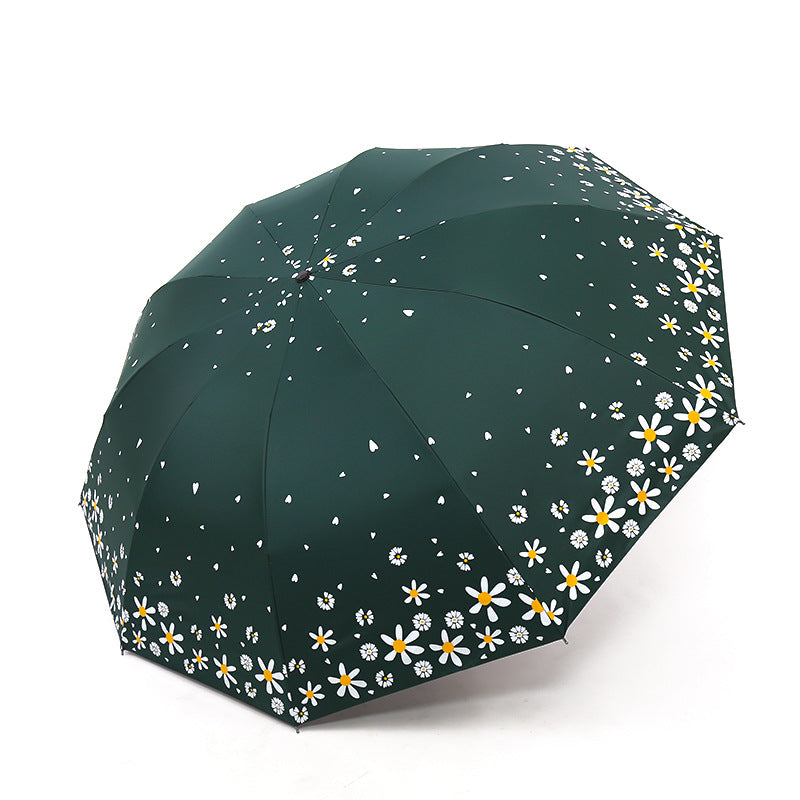 Ladies Floral Folding Rain Umbrella with Reinforced Frame, view 9