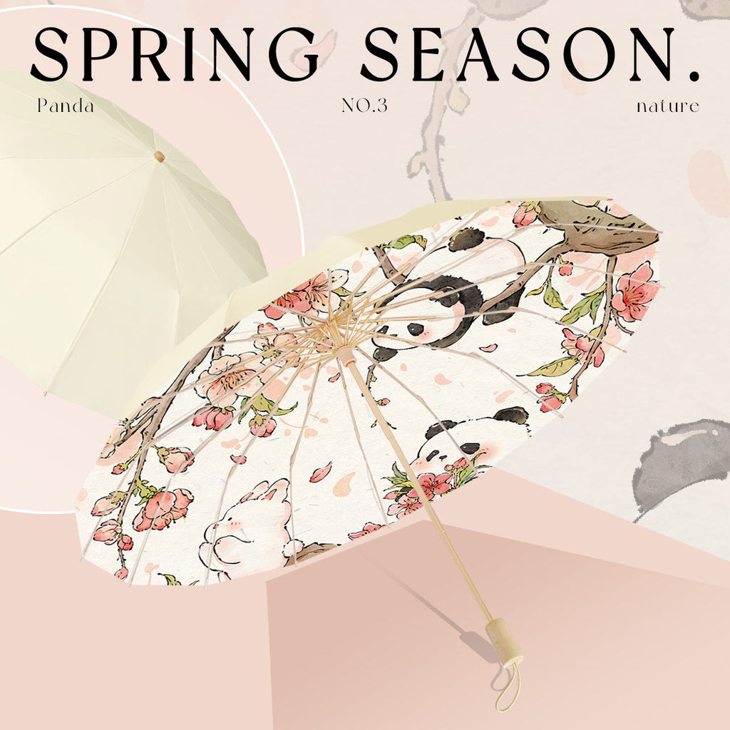 Ladies’ Folding Parasol with Floral Design and Carrying Case, view 3