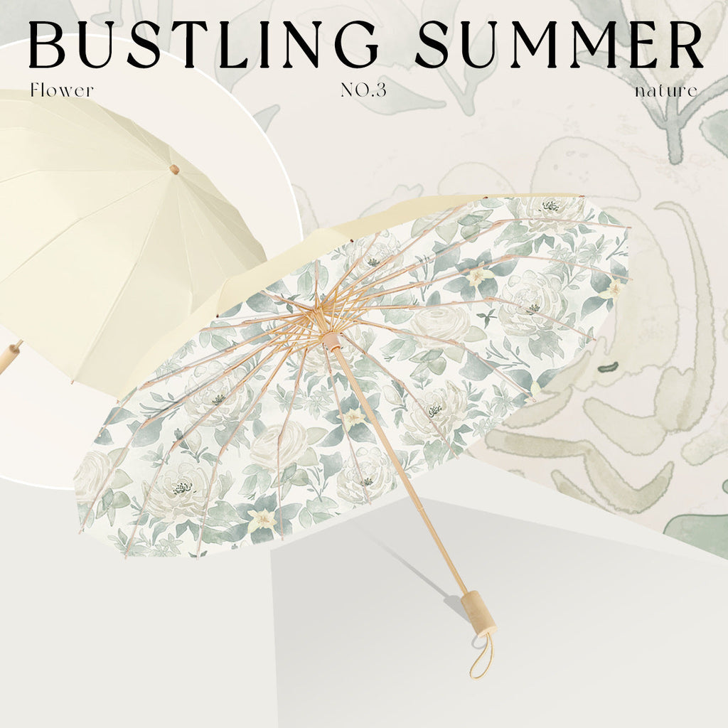 Ladies’ Folding Parasol with Floral Design and Carrying Case, view 5