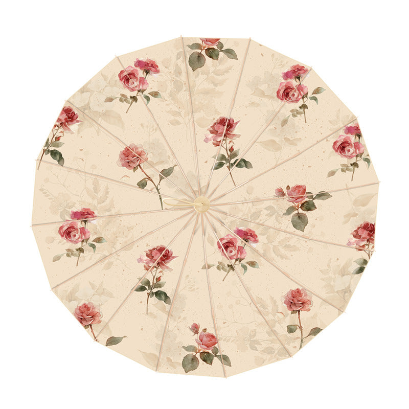 Ladies’ Folding Parasol with Floral Design and Carrying Case